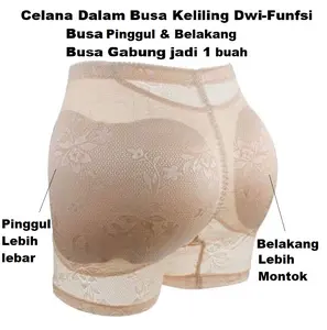 Celana Dalam Busa Keliling Pinggul - Belakang Motif Bunga Segiempat / CD Busa Palsu Samping & Belakang Boxer DM-CB10
