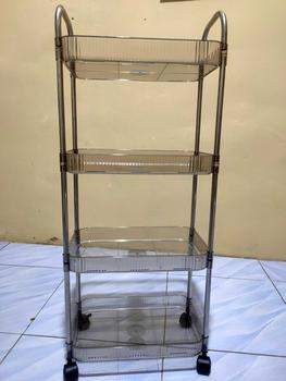 Product Review of 【SPESIAL Live COD 24 Shipping】AONEZ Rak Troli Susun Stainless steel RakKosmetik Serbaguna Rak kamar mandi Rak Salon Trolley Dengan Keranjang jaring akrilik transpara rak meja aesthetic from T**n 2