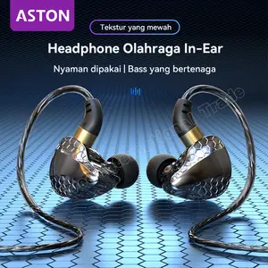 【ASTON】Headset Gaming Wired In Ear 3.5 mm Bass Noise Cancelling dengan Mic Sport Earphone