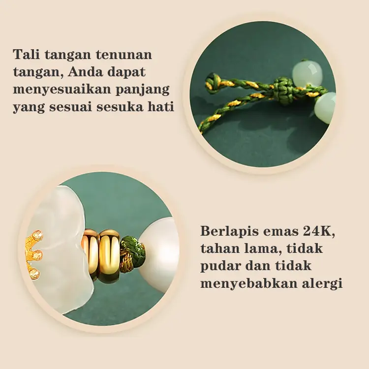 【Promo 6.6】Gelang Giok Hotan Pembawa Keberuntungan & Kedamaian - Gelang Kepang Elegan 4