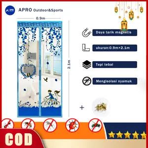 [ BISA COD ] tirai magnet pintu kamar Tirai Magnet Pintu Kamar Anti Nyamuk 90 x 210 cm Magnetic Screen Door Mesh Screen Door Pintu Tirai Magnetik Tugas Berat Full Frame Auto Close Kayu Curtain