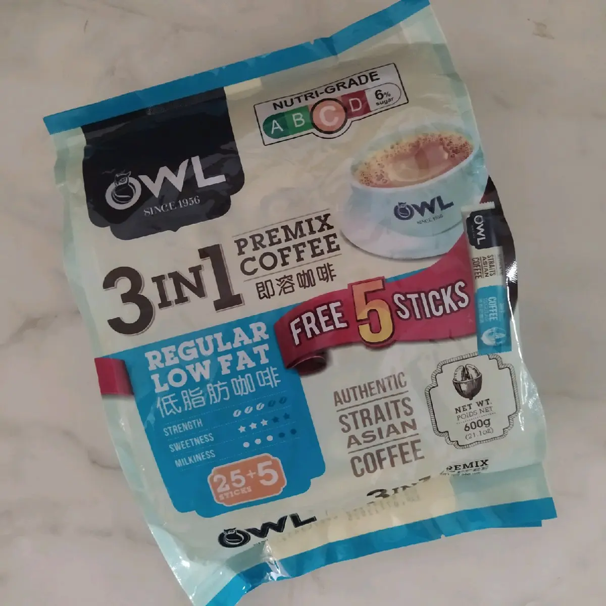 Owl 3 in 1 Instant Coffee Regular Low Fat Singapore