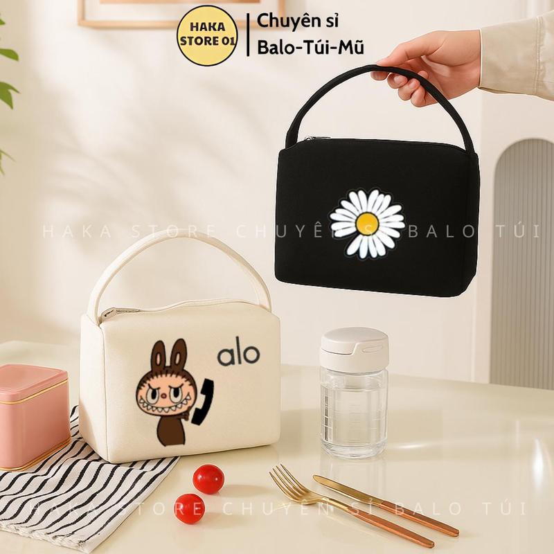 Túi vải canvas mini xách tay, túi hộp đựng mỹ phẩm hộp cơm nhiều màu họa tiết dễ thương có thể đựng đồ Bag Hoa Nữ Tote Đeo Vai Chữ Nhật Hình Chữ Nhật HAT140