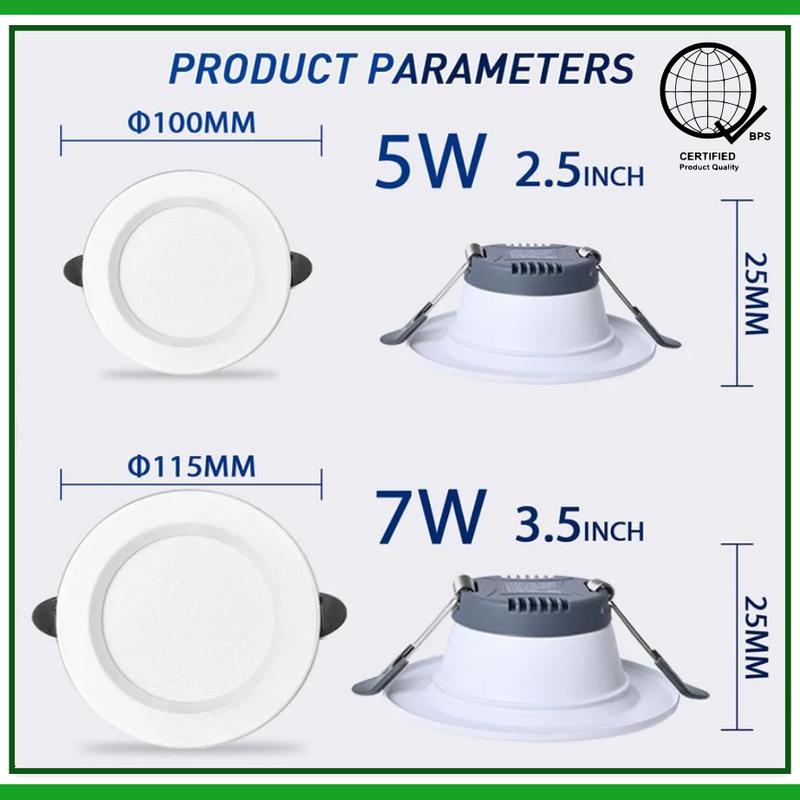 Product Introduction of Yeelite 3Tone-Diffuser-7W-Ygmr-bs7W Downlight with 3 Color Tone, Recessed Pin Lights Panel Ceiling Light 14