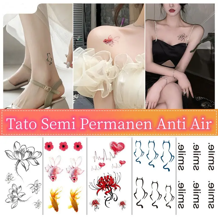 Stiker Tato Semi Permanen Tato Temporer Tahan Lama 10 Hari Tato Waterproof 6cm*10cm