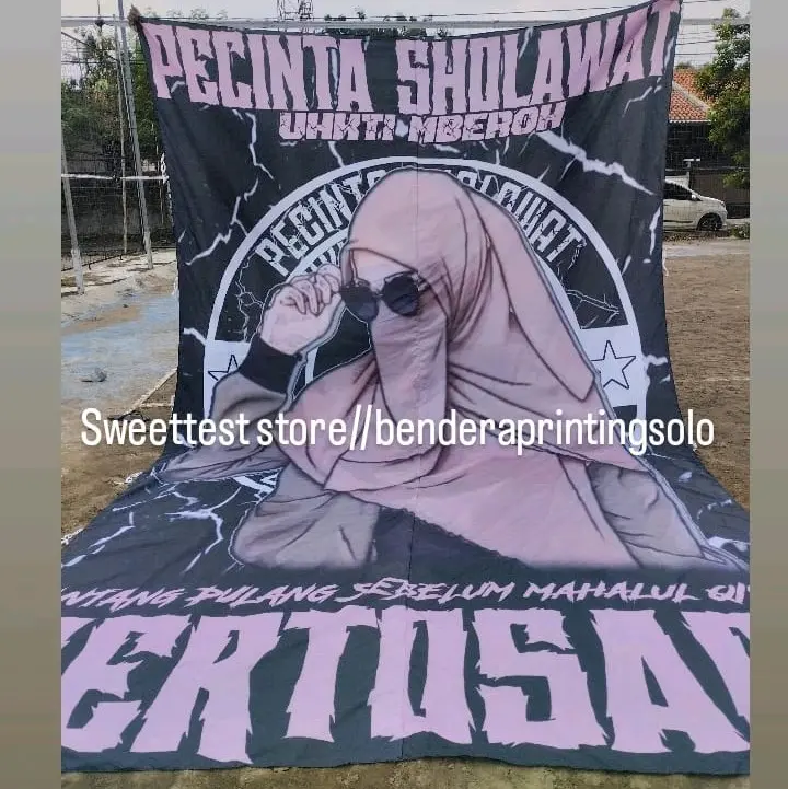 BENDERA SHOLAWATAN + BENDERA PECINTA SHOLAWAT + BAHAN POLYSTER + BENDERA PRINTING +COD+BONUS STIKER 4
