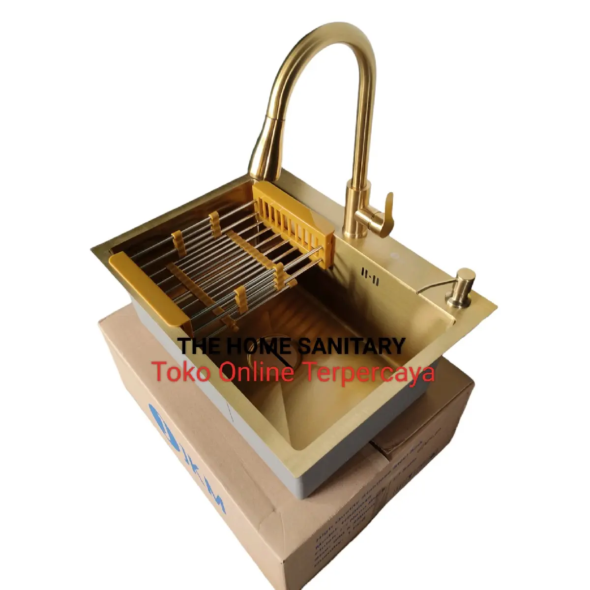 Paket Lengkap Kitchen Sink 6045 Gold Paket Kran Tarik Stainless Emas