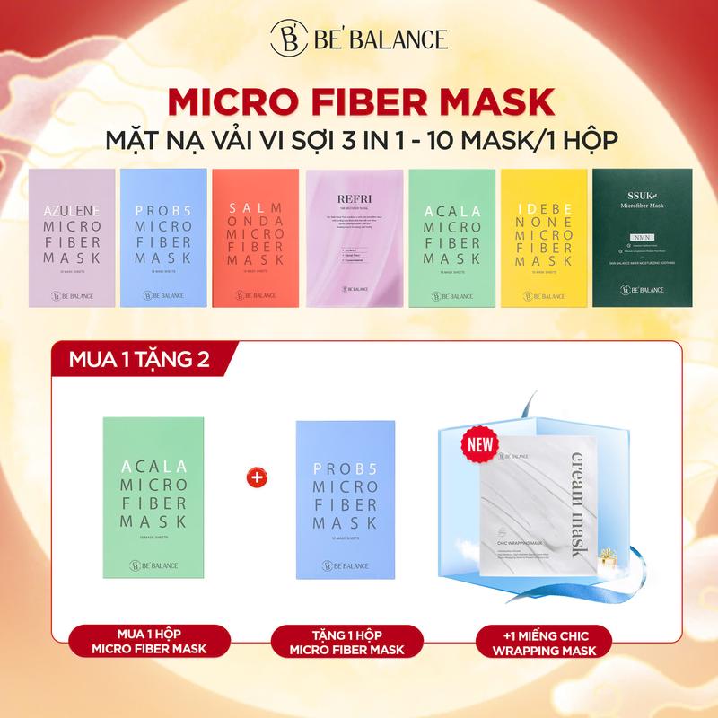 [MUA 1 TẶNG 2] Mặt Nạ Vải Vi Sợi Be'Balance MICRO FIBER MASK giúp Làm Đẹp và Dưỡng Ẩm Da Skincare 1 hộp 10 miếng