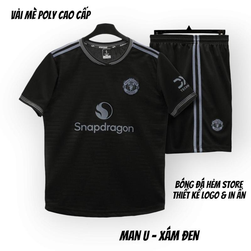 Bộ quần áo bóng đá Mu Xám Đen ss26 mè Poly TOP Trang Phục Đồ đá banh mu Unisex Sport