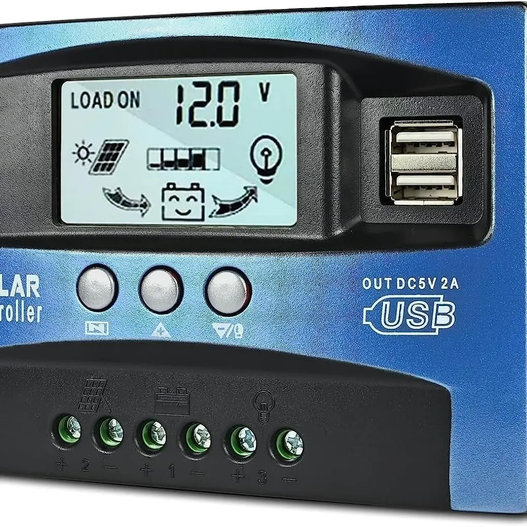 30A 40A 50A 60A 100A MPPT Solar Charge Controller, 12V/ 24V Solar Panel Regulator with Adjustable LCD Display Dual USB Port Timer Setting PWM Auto Parameter