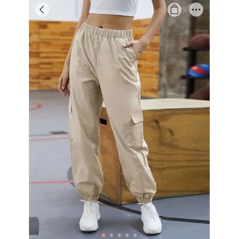 Celana cargo wanita full karet// Baggy pants joget wanita Twill combed Panjang Kulot Basic 0