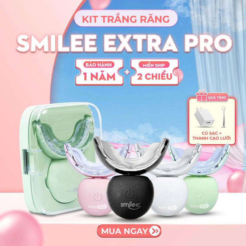   DEAL SHOCK  SmileeExtra Bộ Kit Hỗ Trợ Làm Trắng Răng Smilee Extra PRO Phiên bản Cải Tiến Duy trì Độ Trắng 8-12 Tháng Bảo Hành 12 Tháng Hàng Chính Hãng +CỦ SẠC + THANH CẠO LƯỠI  #KITEX 