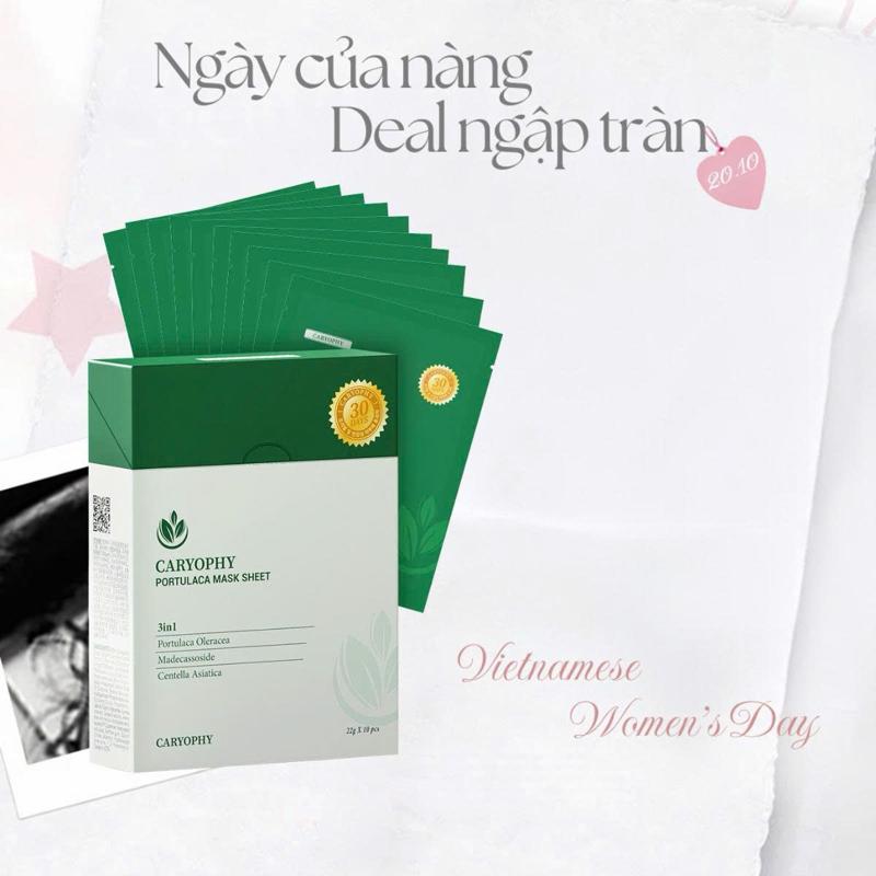 [ Hứa Ngân x Tyh  ] 10 Miếng mặt nạ dưỡng ẩm giảm mụn mờ thâm Caryophy Portulaca Mask Sheet