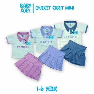 Oneset Skirt Mini Anak Setelan Anak Perempuan Kaos Kerah anak Usia 1-6 Tahun