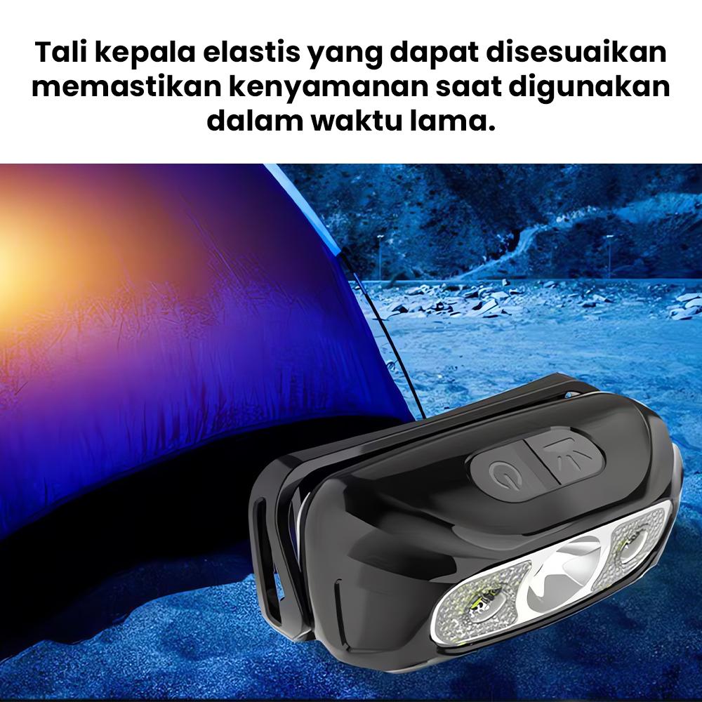 Senter ikat kepala isi ulang ultra terang dengan sensor cahaya intensitas tinggi, kecil dan portabel. Senter ikat kepala isi ulang ultra terang dengan sensor cahaya intensitas tinggi, kecil dan portabel.