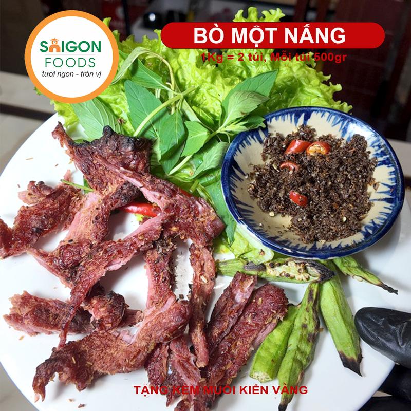  1kg Thịt khô Bò một nắng SaigonFoods + 500gr quà tặng + Muối kiến vàng -  Giao hàng toàn quốc  Ăn Vặt Snack Thức Ăn Food 2 