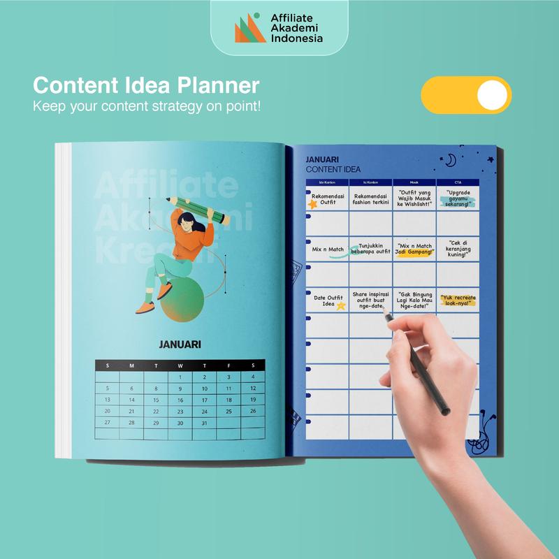 Planner Book Buku Journal Jurnal Resolusi Agenda 2025 Affiliator by Fea Rini, Miss Konten, Koh Dennies dan Yohan Agustian Affiliate Akademi 5