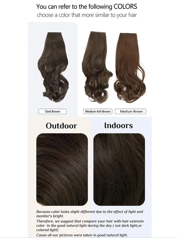 Women's 22-inch Invisible Wire Hair Extension,  Wavy Curly Synthetic Short Clip for Women & Girls, Fashion Wig for Party, Daily Clothing Decor, Female 2024 Trendy Matching Natural Wavy Wig Piece 6