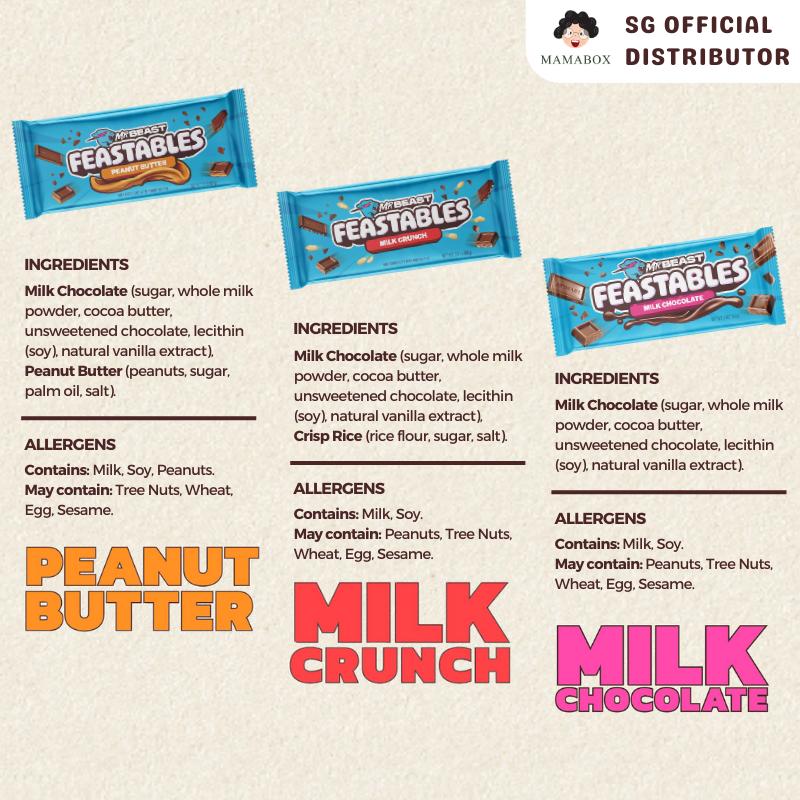 Product Introduction of [Bundle of 6] Feastables MrBeast Chocolate 35g | Milk Chocolate | Milk Crunch (6 Counts) 6