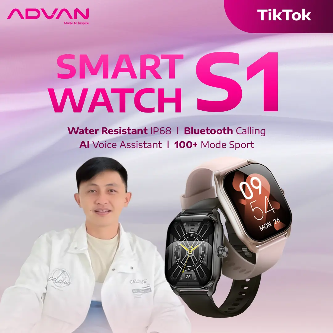 [Exclusive Rivel Sumigar] ADVAN Smartwatch S1 AI Voice Assistant IPS Display 2.01" Touchscreen Waterproof IP68 Bluetooth Call Health Monitoring
