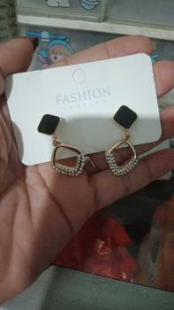 Product Review of Minzo Anting Korea Perempuan Imitasi Dewasa Motif Kotak Hitam Earrings Aksesoris Perhiasan Wanita Elegan from m**0 0