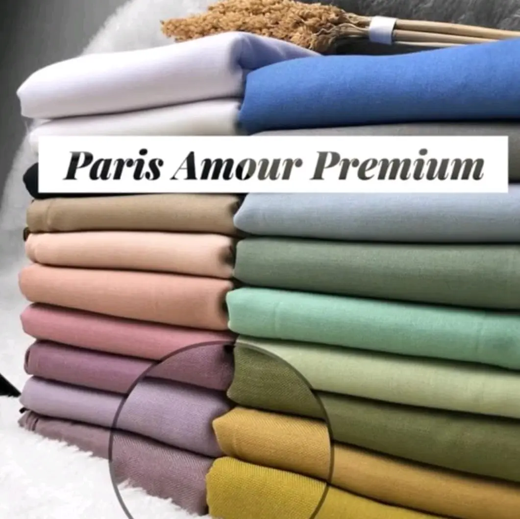 Hijab Segi Empat Paris Premium Amour Original - Katun Mikro Korea 110x110cm - Warna Pilih Sendiri - Voal, Square, Kotak, Muslim, Kerudung, Wanita