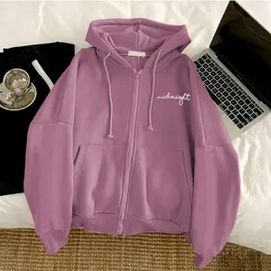 Jaket hoodie resleting wanita dewasa zipper midnight bahan fleece size S M L XL XXL 3XL 4XL jaket jumbo wanita pria dewasa sweater hodie oversize kekinian terbaru 2025 jaket resleting depan atasan casual cewe cowo sablon DTF hodi suiter kece bisa COD-KML