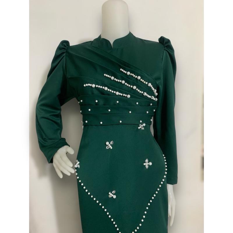 Afiya Dress Bridesmaid Muslimah-Gaun Modern Kekinian Dengan Mutiara Untuk Kondangan Dan Acara Resmi Wanita Gamis 0