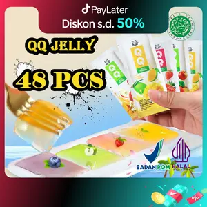 QQ JELLY PERMEN ISI 48 PCS ADA FREE KOTAK KEMASAN 2 RASA YOUGURT MANGGA  YOGHURT STOBERI DAN APEL Candy Stroberi Food Snacks qq Jelly  rendah gula Cemilan minuman jelly rasa aneka buah Snack Paket Usaha 1 DUS
