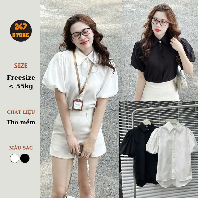 Áo sơ mi ngắn tay bồng vạt tôm - 247store - Smtho856/P4K12