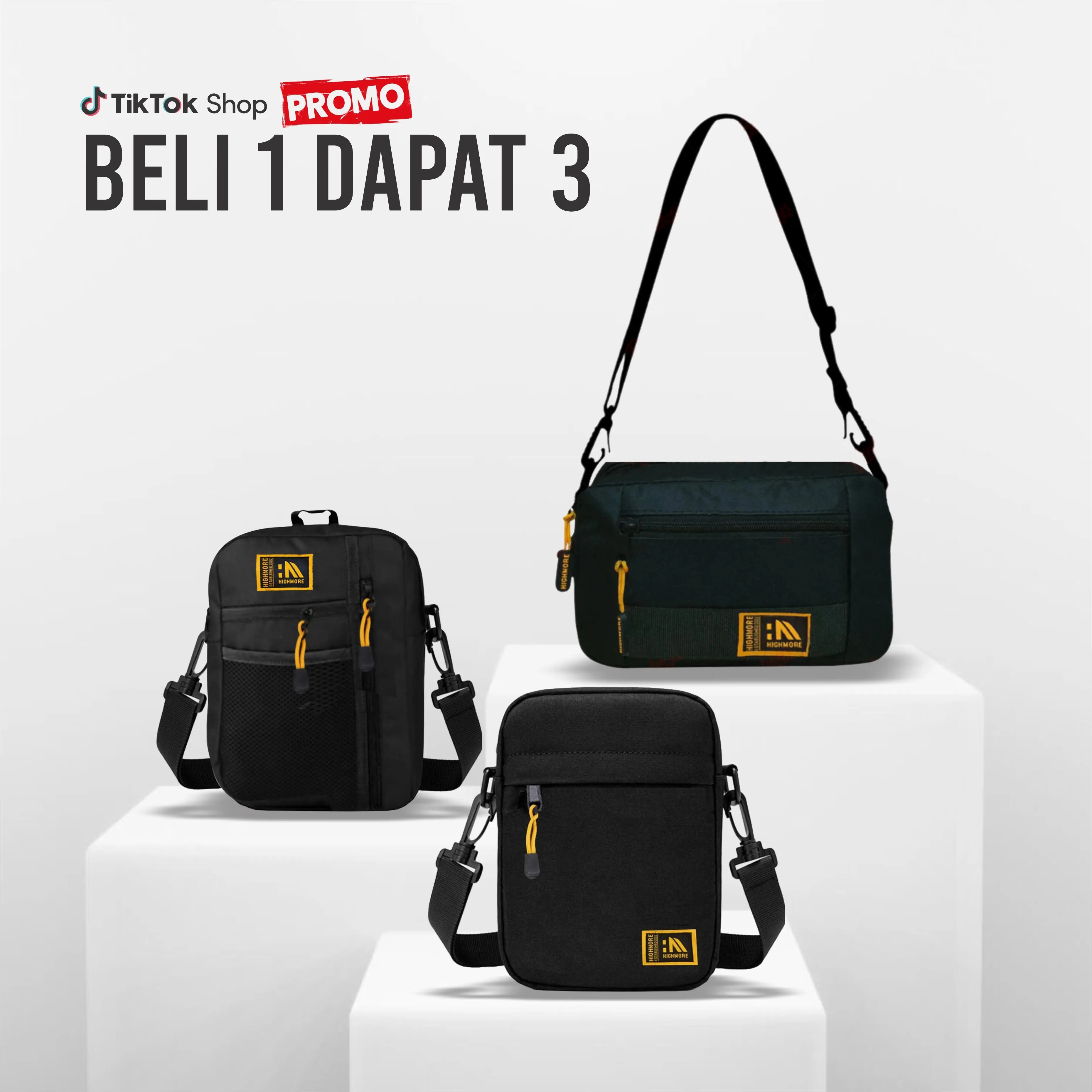 Promo Seru Beli 1 Dapat 3 - Tas Selempang Pria Original Highmore Casual Slingbag