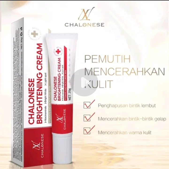 CHALONESE Krim Pemutih untuk Flek Hitam dan Bekas Luka, Menghaluskan dan Mencerahkan Kulit Kering