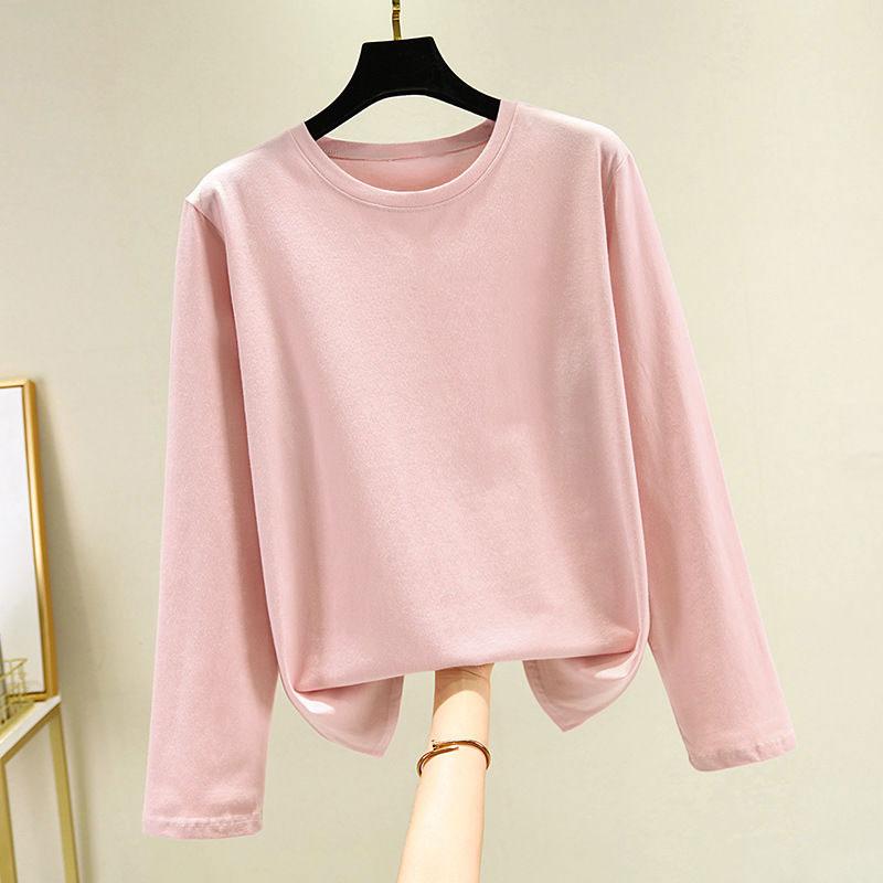 Áo Thun Cotton Dài Tay, Màu Trơn Dành Cho Nữ, Dáng Rộng Vừa Vặn, Cổ Tròn, In Hình, Thích Hợp Đi Làm, Áo Cơ Sở Dễ Phối Đồ, Thích Hợp Cho Mùa Xuân, Mùa Thu Và Mùa Đông, Hàng Mới Về, Áo Trên 4