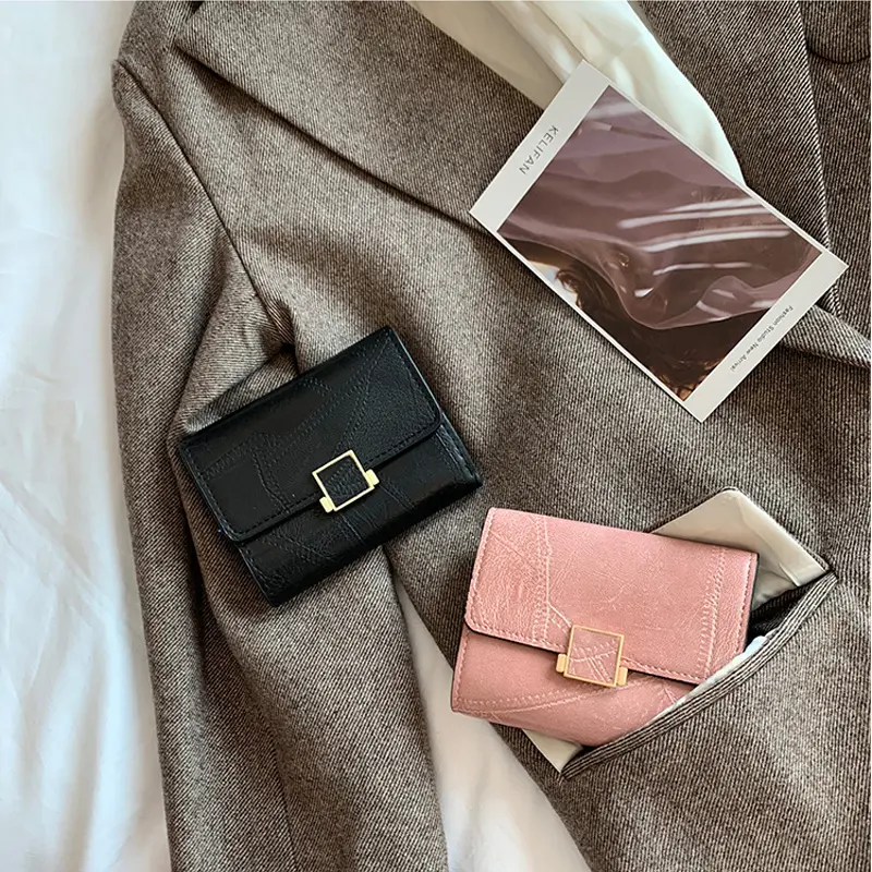 Chika Dompet Lipat Wanita Short Retro Fashion Card Pack Card Holder dompet wanita import dompet kecil#C231-4 Dompet Wanita Lipat Kotak Retro C231-4 Kartu 4