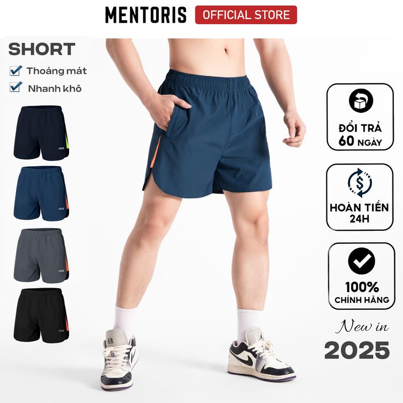 Quần Short Thể Thao Nam MENTORIS Chất Liệu Vải Gió Siêu Nhẹ, Thoáng Khí, Có Túi Khóa, Dây Rút Tiện Lợi Cho Chạy Bộ, Tập Gym, Pickle Ball MSR2513