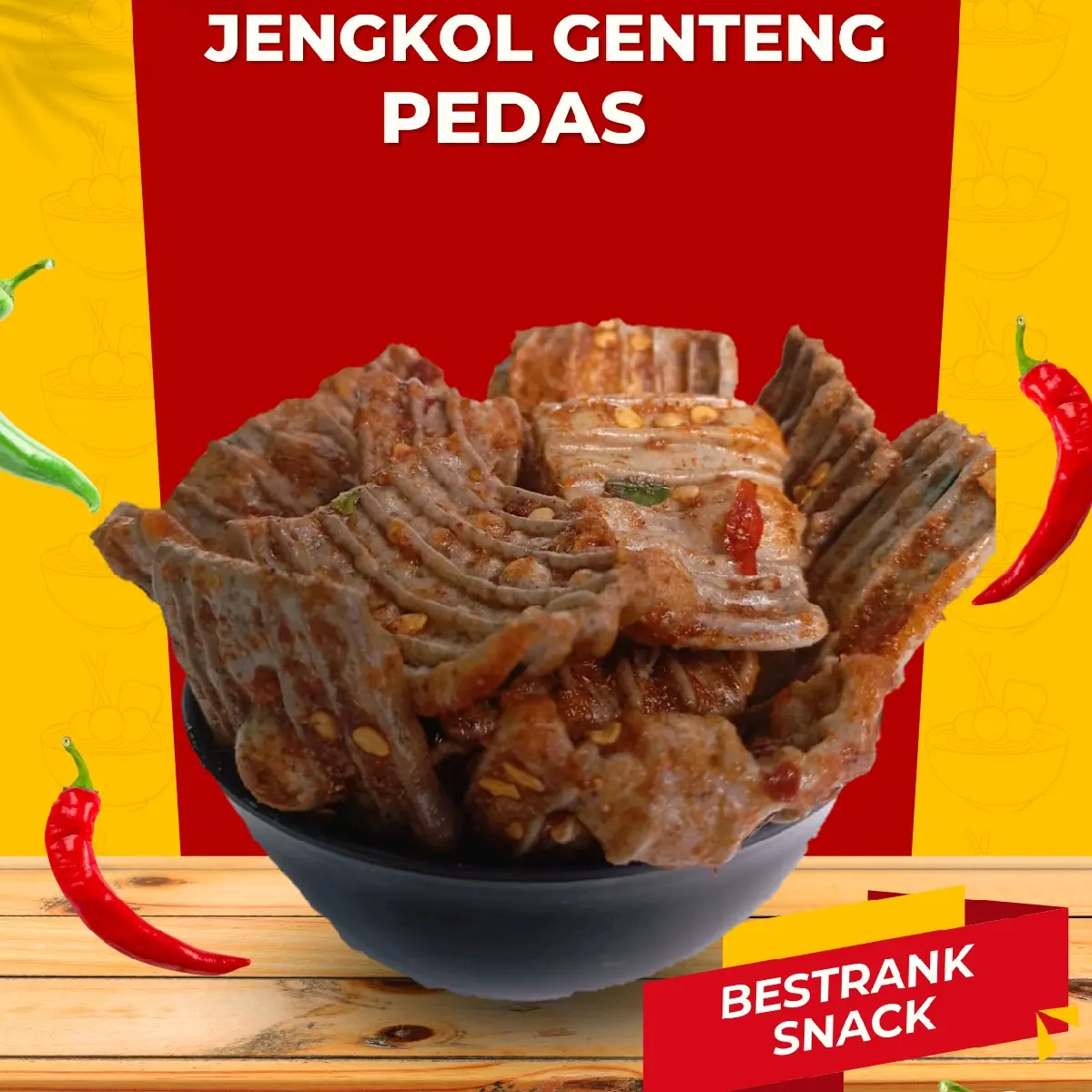 Kerupuk Jengkol Genteng Pedas 500 Gram - Makanan Ringan - Cemilan, Kering, Keripik, Goreng, Snack, Food