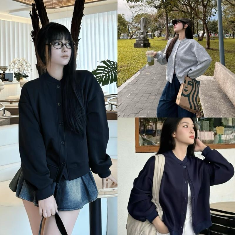 Áo khoác nữ cài cúc dáng lửng nỉ bigsize cho nữ kiểu dáng trẻ trung thu đông -KHOAC12