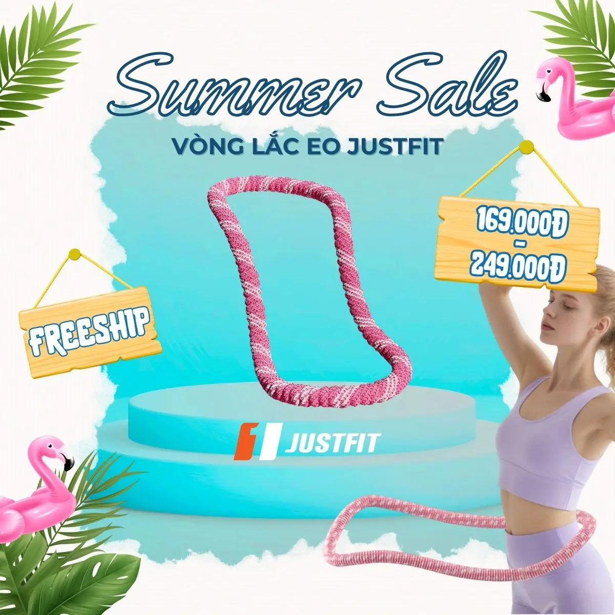 Vòng Lắc Eo JUSTFIT Dệt Vải Mềm Mại Tập Thể Dục, Tập Gym, Tập Yoga Tại Nhà