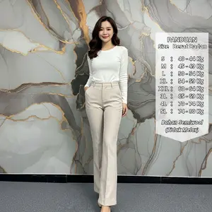Kylie Celana Kerja Cutbray Wanita korea Kantoran Formal Resleting - Flare Pants Panjang Kancing Hitam Nyaman Stylish