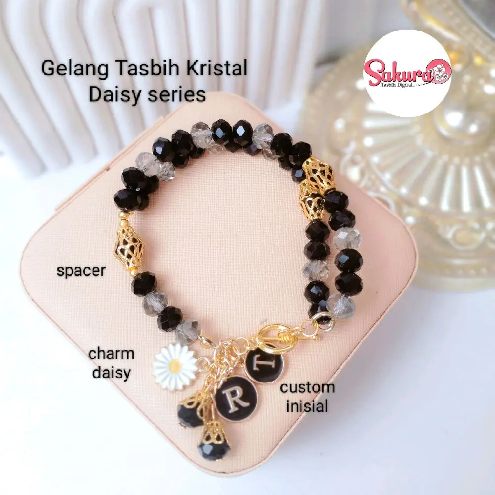 [SAKURA] Free BOX Gelang tasbih kristal 33 - seri daisy  Muslim Cantik Motif