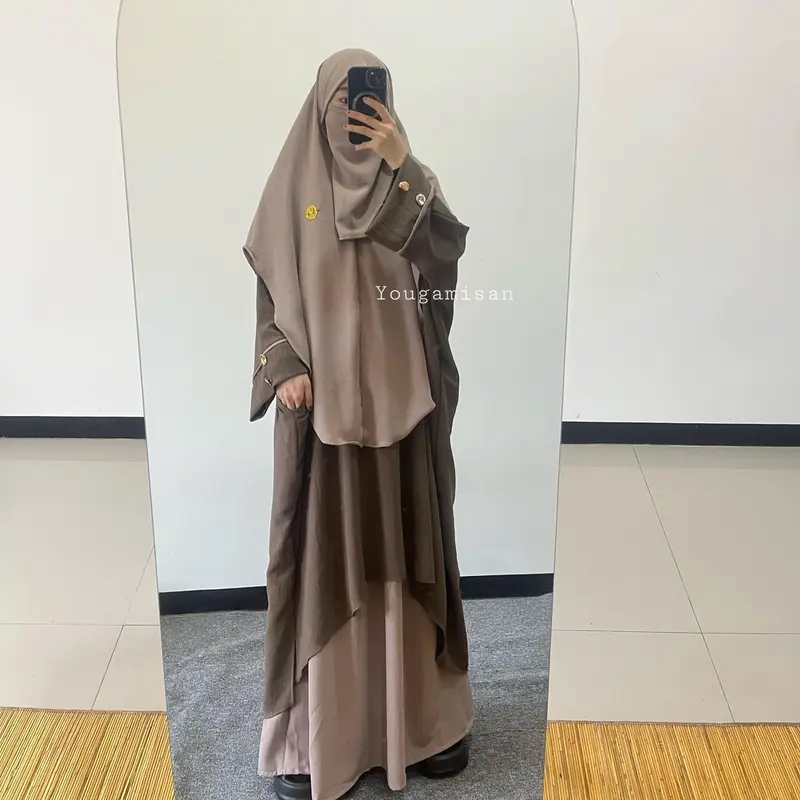 YOUGAMISAN-ADILA ONE SET ROK TUNIK HIJAB BERGO MALAYSIA FREE CADAR FASHION MUSLIM 2024 TRAND BAJU TUNIK ABAYA BATWING BIG SIZE JUMBO 6