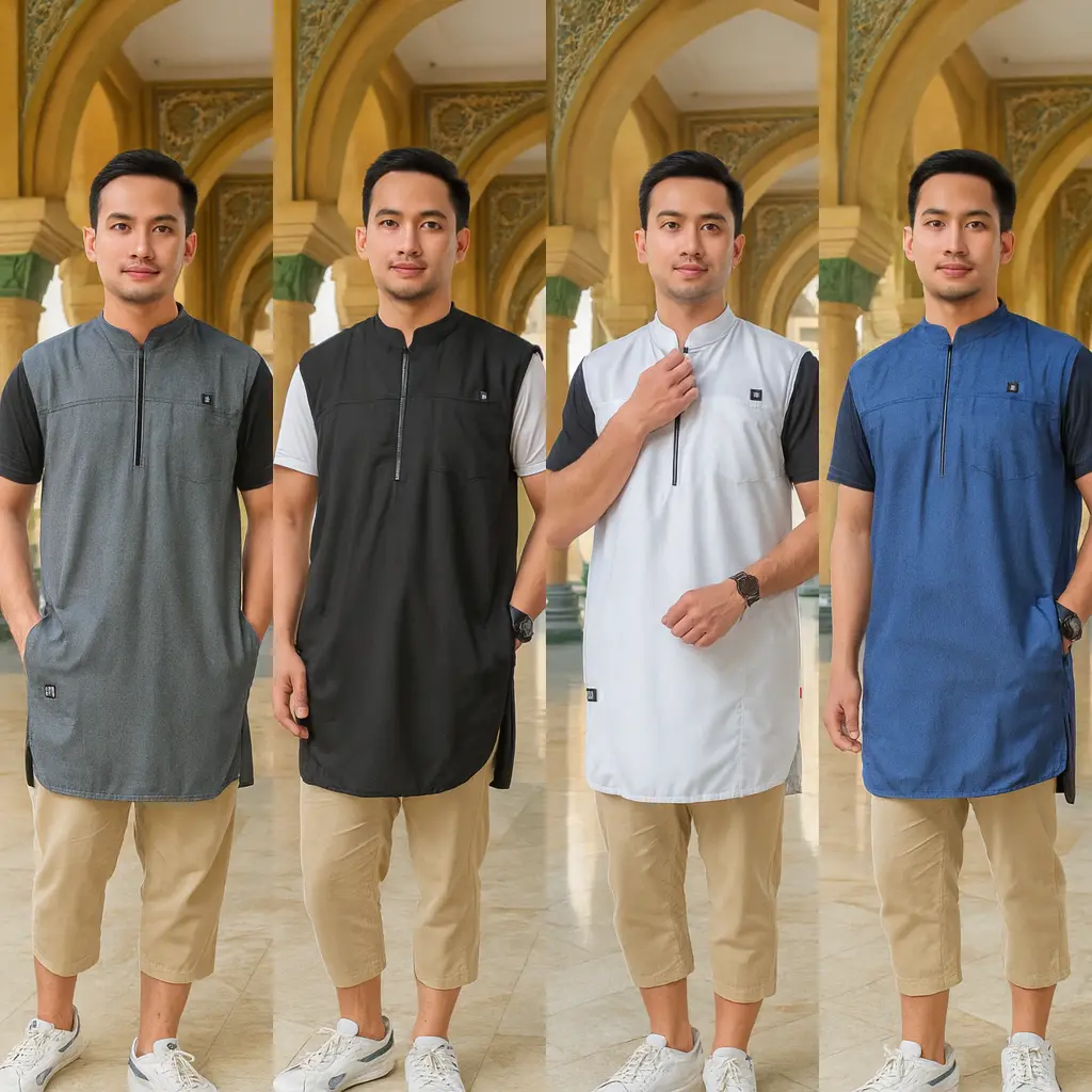 ROMPI SHOLAT ROSAL MADANI POLOS MURAH / BAJU KOKO MUSLIM PRIA BARU