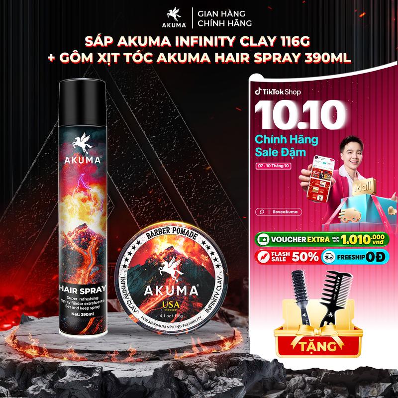 Sáp Vuốt Tóc AKUMA INFINITY CLAY độ giữ nếp tóc cao, khô ráo tự nhiên, không bóng, hương nước hoa nam, lên đến 10h