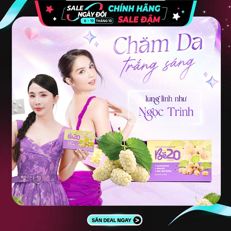Kẹo Ngậm Hỗ Trợ Trắng Da Dâu Tằm Be20 - Hỗ trợ bật tone và sáng đều màu da, cấp ẩm, mờ thâm, trắng hồng tự nhiên - Hộp 30 viên | 1 Viên x 150mg Glutathione