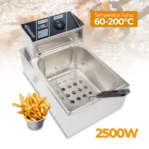 Mesin Penggorengan Electric Deep Fryers 2500W EH-81 Stainless Steel 60-200°C Kapasitas 6L Tahan Lama Mudah Dibersihkan