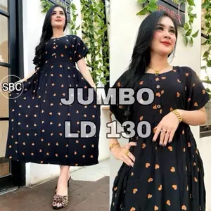 DASTER RAYON JUMBO LD 130 MOTIF LOUIS Nyaman Busui Bumil Wanita Pendek Tidur Polos Bunga Polka Dot