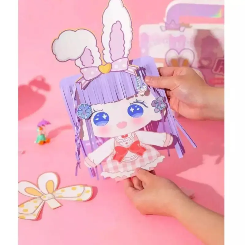 Mainan stiker DIY GUNTING RAMBUT / Mainan Boneka kertas tata Rambut anak perempuan / Puzzle Magic Hairdresser 6