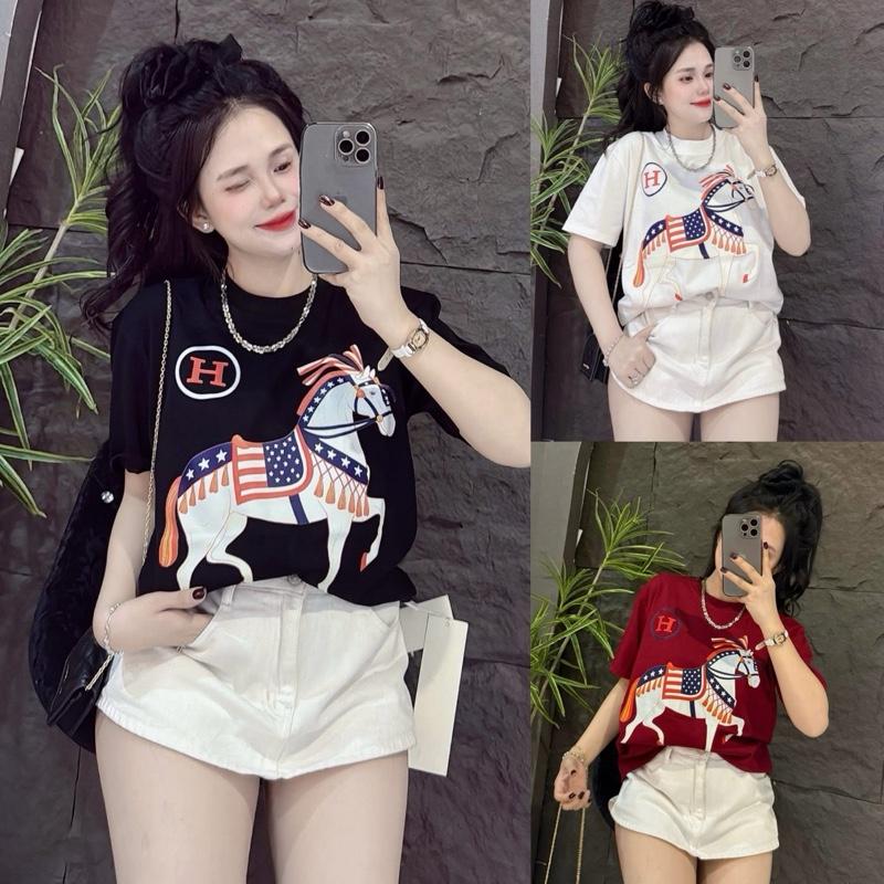  242- Áo thun cotton Ngựa FOM VỪA mềm mát co giãn 