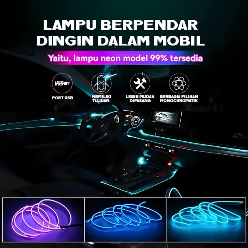 Lampu 6LED Dalam Mobil Touch Light Lampu Sentuh USB Lampu Hias Mobil Lampu Baca Lampu Sensor Gerak Otomatis 5V Car 8