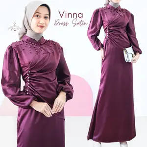 VINNA DRESS MAXI KONDANGAN GAUN PESTA ATASAN WANITA BRIDESMAID SATIN TERMURAH VIRAL PREMIUM (RSF) Gamis Muslim Lebaran